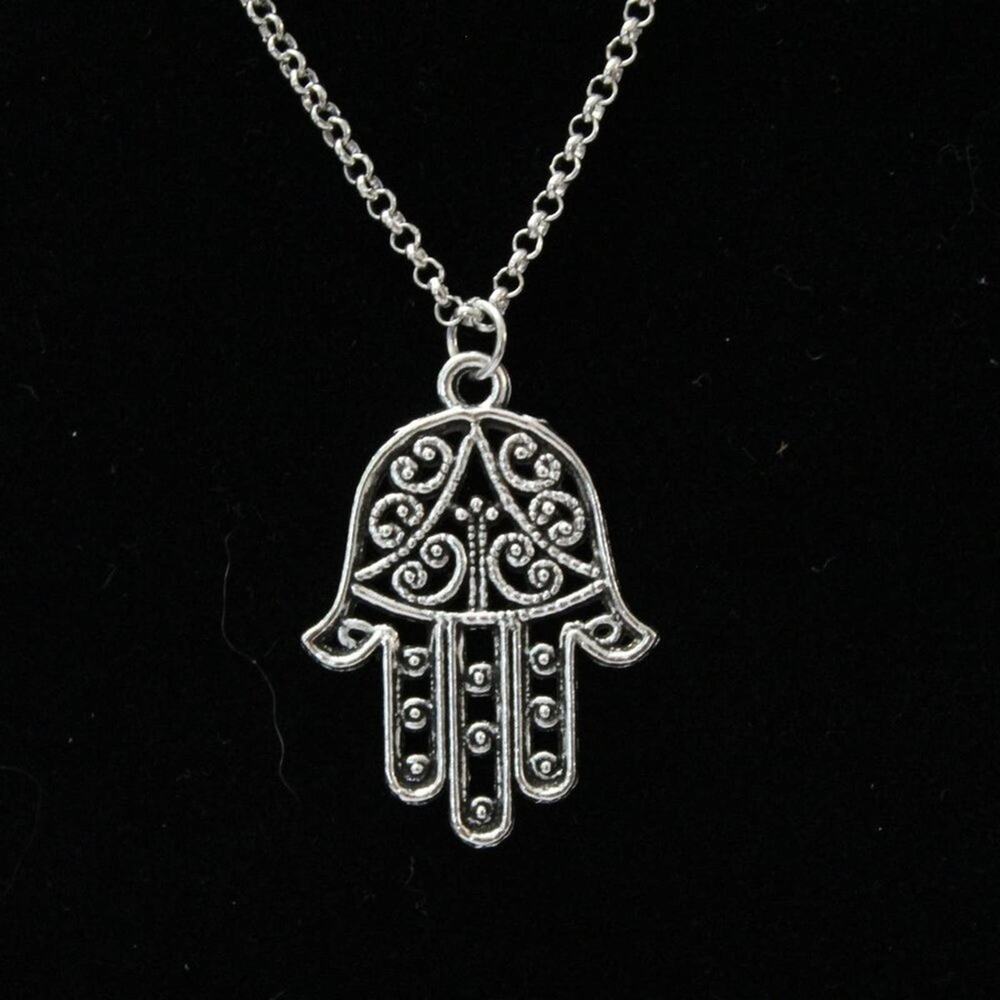 New Fashion Silver Tone Fatima Hand Necklace N87